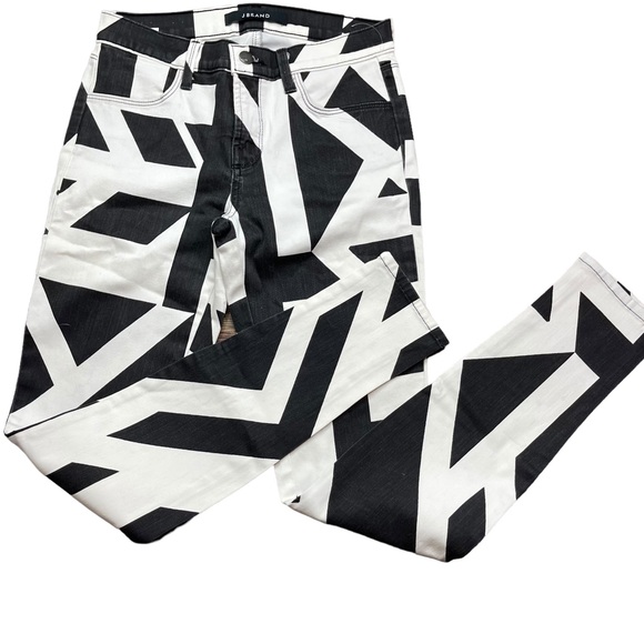 J Brand Super Skinny Black and White Cap Cant Print Womens Size 25 - Picture 12 of 15